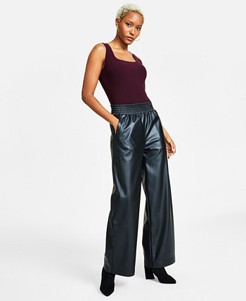 Женские широкие брюки из искусственной кожи, созданные для Macy's Bar III