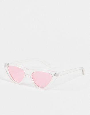 Солнцезащитные очки «кошачий глаз» Jeepers Peepers с прозрачной оправой и розовыми линзами Jeepers Peepers