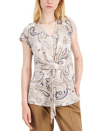 Женская блуза с драпировкой спереди и принтом пейсли Tahari by ASL