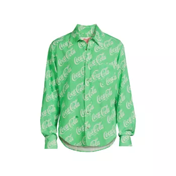 ERL x Coca-Cola Cotton &amp; Linen-Blend Button-Front Shirt ERL