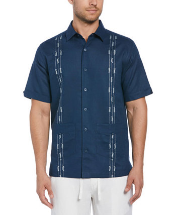 Мужская рубашка из льна с коротким рукавом и вышивкой на пуговицах из гуаяберы Cubavera