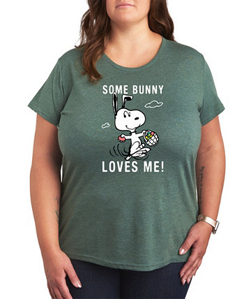 Trendy Plus Size Peanuts Snoopy Easter Graphic T-shirt Air Waves