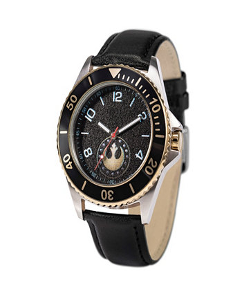 Мужские часы Disney Star Wars Honor с черным кожаным ремешком 46 мм Ewatchfactory