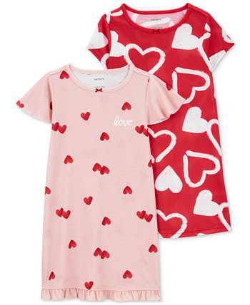 Ночные рубашки с принтом в виде сердечек для малышей, упаковка из 2 шт. Carter's