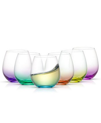 Цветные бокалы для вина без ножек, набор из 6 шт. JoyJolt