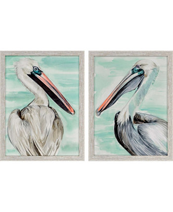 Набор настенных картин в рамке Paragon Turquoise Pelican, 2, 26 "x 20" Pukka