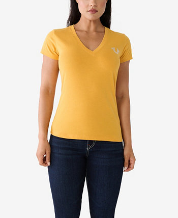 Женская футболка с v-образным вырезом и короткими рукавами Crystal Stamp True Religion