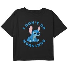 Disney's Girls Lilo & Stitch I Don't Do Mornings Boxy Crop Tee Licensed Character