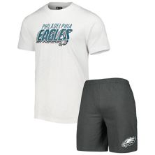 Мужской комплект для сна с футболкой и шортами для сна «Philadelphia Eagles Downfield» темно-серого/белого цвета Concepts Sport Unbranded