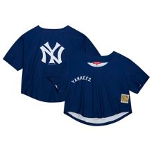 Женская укороченная футболка темно-синего цвета Mitchell & Ness New York Yankees Cooperstown Collection Mitchell & Ness