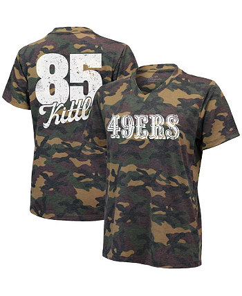 Women's George Kittle Camo San Francisco 49ers Name and Number Tri-Blend V-Neck T-shirt Industry Rag