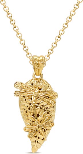 Ожерелье с подвеской в виде стрекозы из стерлингового серебра 18 карат с покрытием из желтого золота DEVATA
