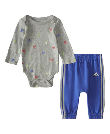 Боди и джоггеры с длинными рукавами и принтом для маленьких мальчиков, комплект из 2 предметов Adidas
