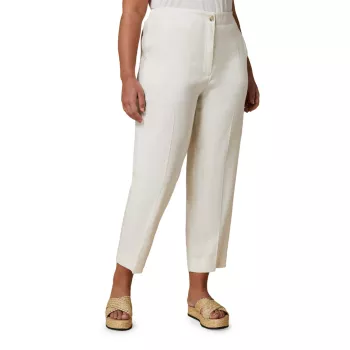 Plus Size Gerona Linen &amp; Cotton Crop Pants MARINA RINALDI