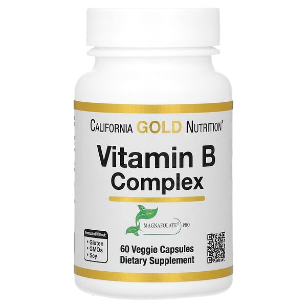 Комплекс Витаминов B - 60 растительных капсул - California Gold Nutrition California Gold Nutrition