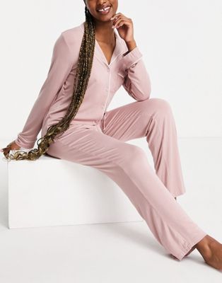 Пыльно-розовый пижамный комплект Lindex из вискозного джерси Revere Lindex