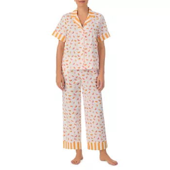 Melon Striped Short-Sleeve Pajamas Kate Spade New York
