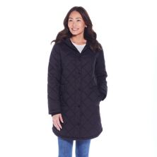 Women's Weathercast Hooded Diamond-Quilted Duffle Coat Weathercast