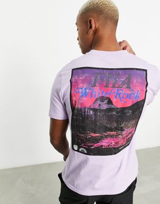 Размытая фиолетовая футболка с принтом на спине Fila Rory Fila