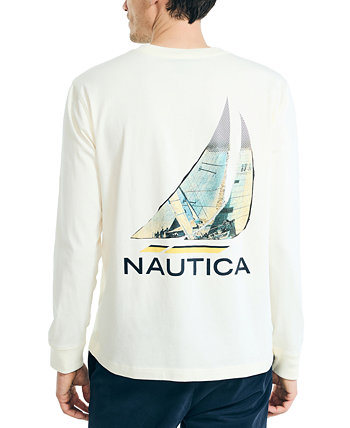 Мужская футболка классического кроя с графическим логотипом и карманами с длинными рукавами Nautica