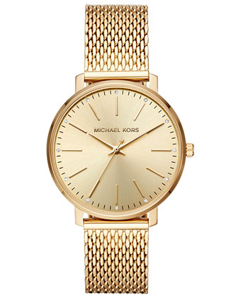 Женские часы Pyper с сетчатым браслетом из нержавеющей стали золотистого цвета 38 мм Michael Kors
