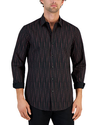 Мужская рубашка на пуговицах с длинным рукавом и круглым геометрическим принтом, созданная для Macy's Alfani