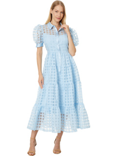 Gridded Organza Tiered Maxi Dress English Factory