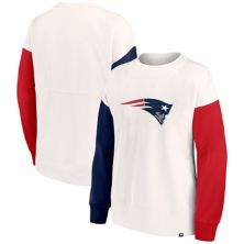 Women's Fanatics Branded White New England Patriots Colorblock Primary Logo Pullover Sweatshirt Fanatics