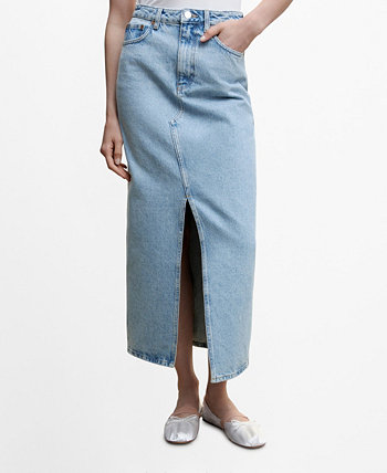 Женская джинсовая юбка с разрезом MANGO