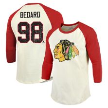 Мужская футболка Majestic Threads Connor Bedard кремового/красного цвета Chicago Blackhawks с именем и номером мягкая футболка реглан с рукавами 3/4 Majestic Threads