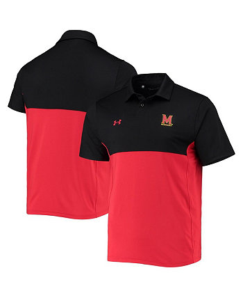 Мужская черная, красная рубашка поло Maryland Terrapins 2022 Blocked Coaches Performance Under Armour
