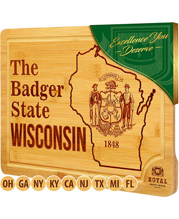 Разделочная доска штата для кухни Wisconsin Cheese Board Блюдо для колбасных изделий и сервировочный поднос Royal Craft Wood