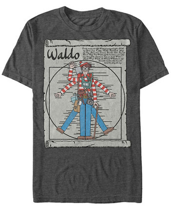 Мужская футболка с короткими рукавами Vitruvian Waldo Where's Waldo?