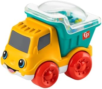 Fisher-Price Baby Toy Poppity Pop Dump Truck Push-Along Vehicle with Fine Motor Activities for Infants Ages 6+ Months, Small Fisher-Price