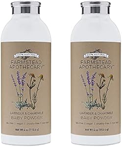 Farmstead Apothecary 100% Natural Baby Powder (Talc-Free) with Organic Tapioca Starch, Organic Chamomile Flowers, Organic Calendula Flowers, Lavender & Chamomile 4 oz Farmstead Apothecary