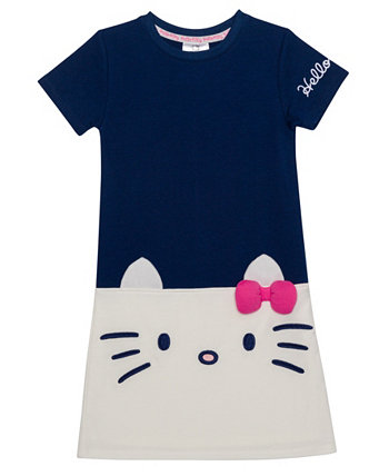 Платье прямого кроя с короткими рукавами для маленьких девочек Hello Kitty