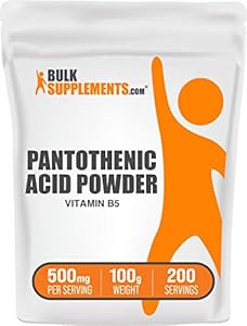 BulkSupplements.com Vitamin B5 Powder (Порошок) - as Calcium Pantothenate, B5 Vitamins - Gluten Free, 500mg of Vitamin B5 Pantothenic Acid per Serving (Порция), 100g (3.5 oz (Унции)) (Pack of 1) BulkSupplements