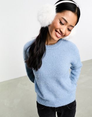 Рождественский свитер нежно-голубого цвета в стиле мишуры Pieces Pieces
