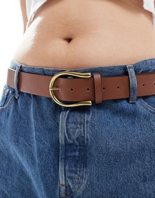 Светло-коричневый джинсовый ремень в форме полумесяца ASOS DESIGN Curve ASOS DESIGN
