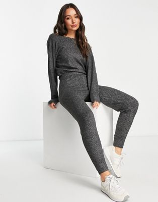 M Lounge cross-back jumpsuit in charcoal gray M Lounge
