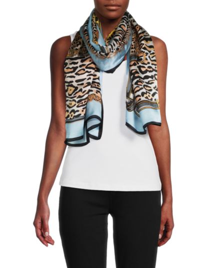 Шелковый шарф с леопардовым принтом La Fiorentina