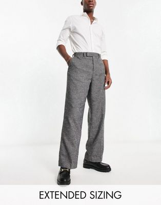 Черные широкие брюки из смесовой шерсти ASOS DESIGN ASOS DESIGN