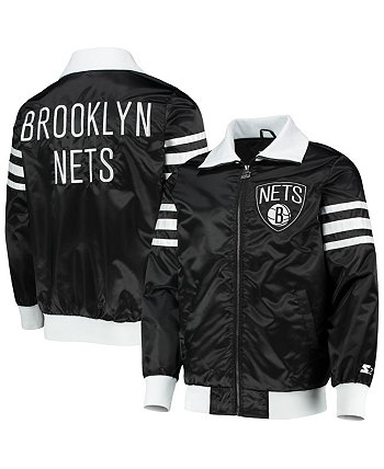 Мужская черная университетская куртка Brooklyn Nets The Captain Ii с молнией во всю длину Starter