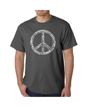 Мужская футболка Word Art - Знак мира на 77 языках LA Pop Art