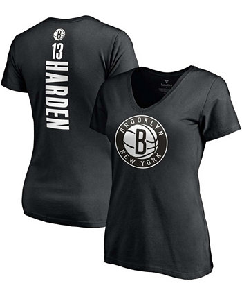 Женская черная футболка Brooklyn Nets Playmaker Name Number с V-образным вырезом James Harden Fanatics