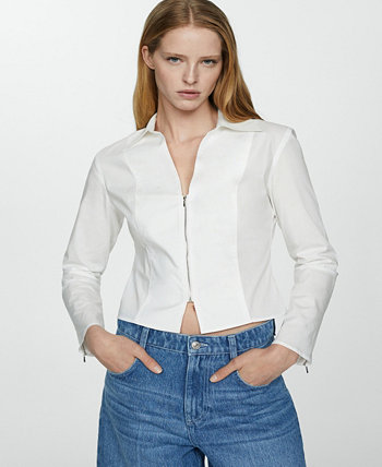 Women's Fitted Cotton Zipper Shirt MANGO