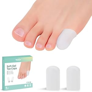 Welnove Gel (Гель) Toe Cap and Protector - Silicone Toe Covers - Toe Cushions for Pain Relief, Missing or Ingrown Toenails, Corns, Calluses, Blisters (8 Small, Beige) Welnove