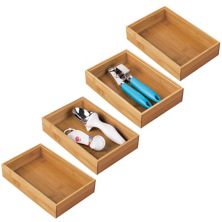 mDesign Stackable 9&#34; Long Wooden Drawer Organizer - 4 Pack - Natural Wood MDesign