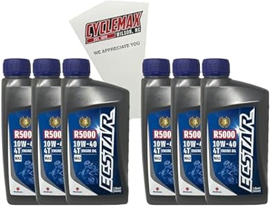 Six Pack compatible with Suzuki Ecstar R5000 10W-40 4-Stroke Engine Oil 990A0-01E10-01Q Contains Six Quarts and a Funnel CYCLEMAX