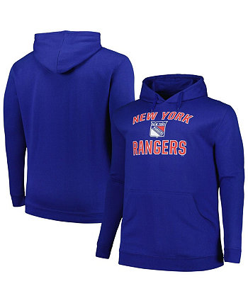Men's Blue New York Rangers Big Tall Arch Over Logo Pullover Hoodie Profile